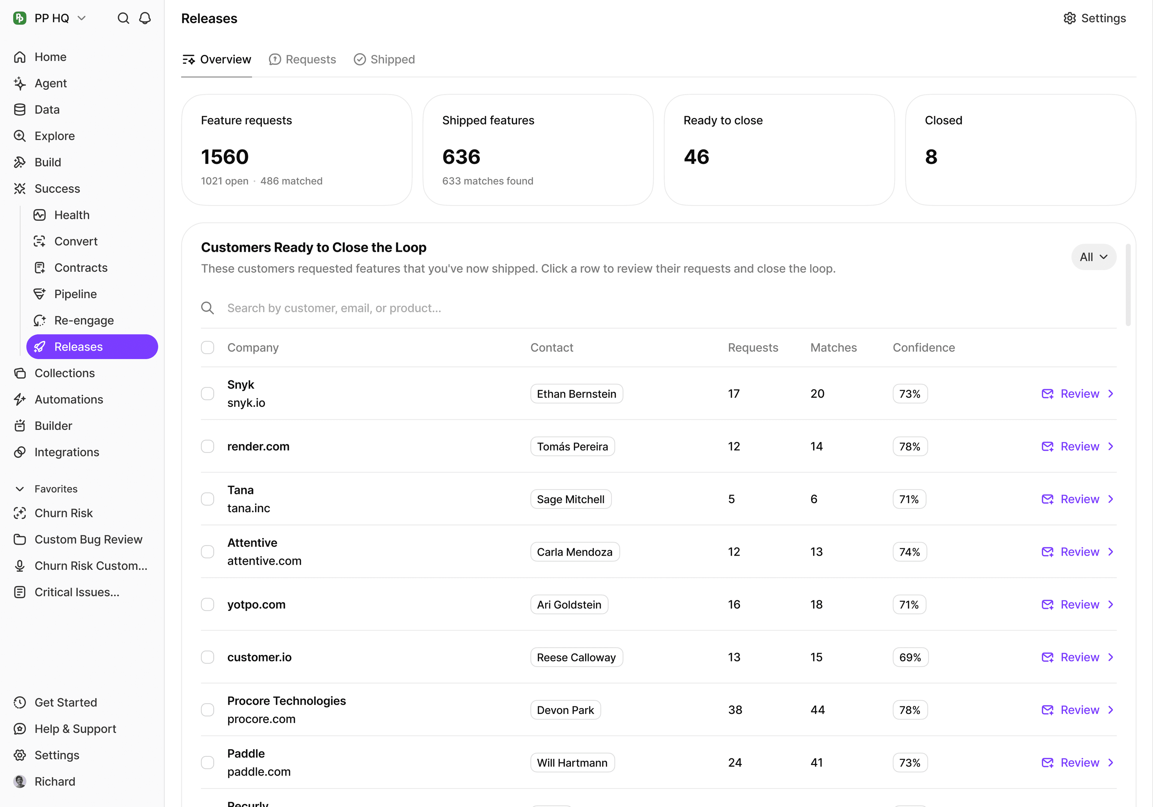BuildBetter interface: Bring the answer back to the customer.